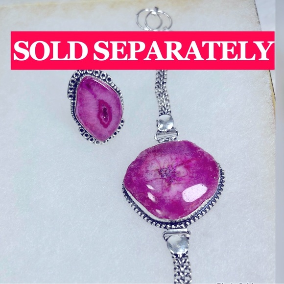 Pink Purple Solar Quartz Garnet Large Gemstone Necklace ONLY w/ Natural Cracking - Picture 8 of 11